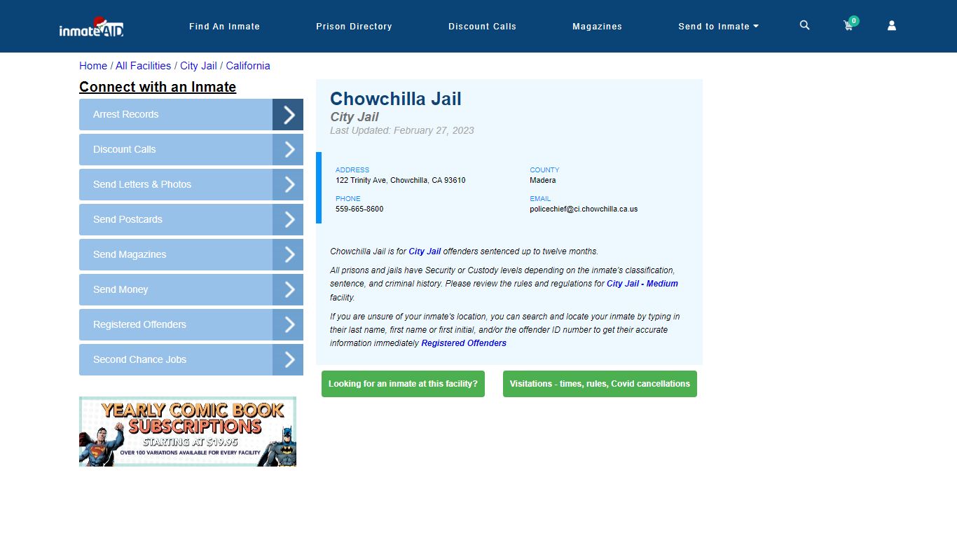Chowchilla Jail | Inmate Locator